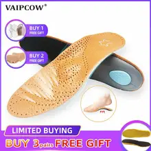 VAIPCOW Высокое качество кожа ортопедические стельки для плоская подошва супинатор ортопедический обувь pad силиконовые для мужчин и женщин