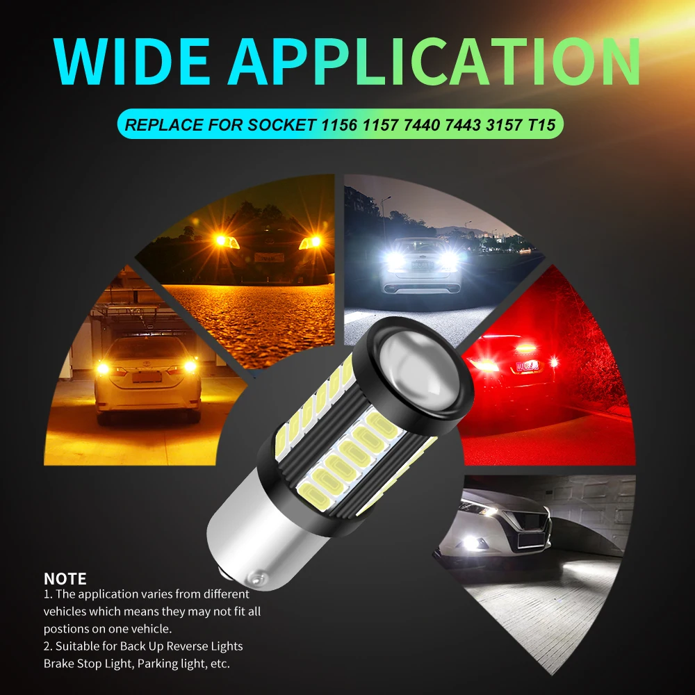 2pcs 1156 BA15S P21W 1157 P21/5W BAY15D BAU15S PY21W LED Car Tail Bulb Brake Lights Reverse Lamp Daytime Running Signal Light