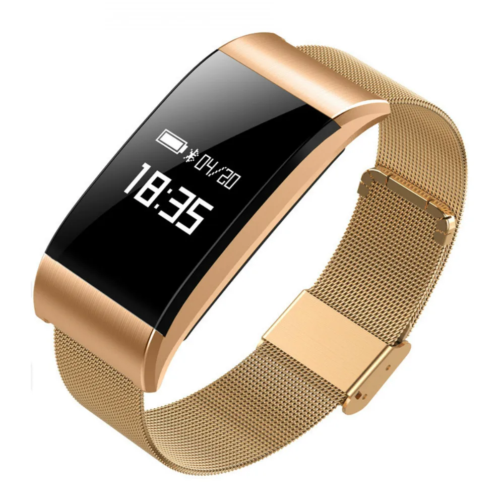 New metal smartwatch men and women bracelet heart rate blood
