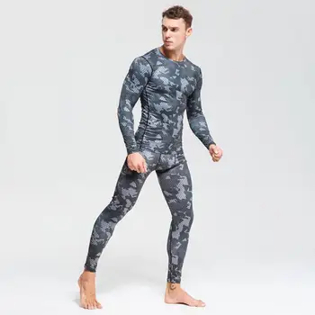 

Winter Suit For Men 2 Piece Men Thermal Underwear Camouflage Tracksuit Men MMA Clothing Rashgard kit Bodybuilding T-Shirt 4XL