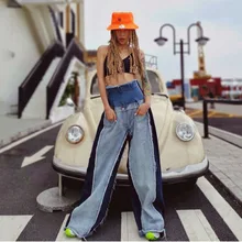 LANMREM, Дворцовый ветер, талия, весна и лето, продукт, сшитый, вареный хлопок, супер высокая талия, широкие джинсы 19B-a440