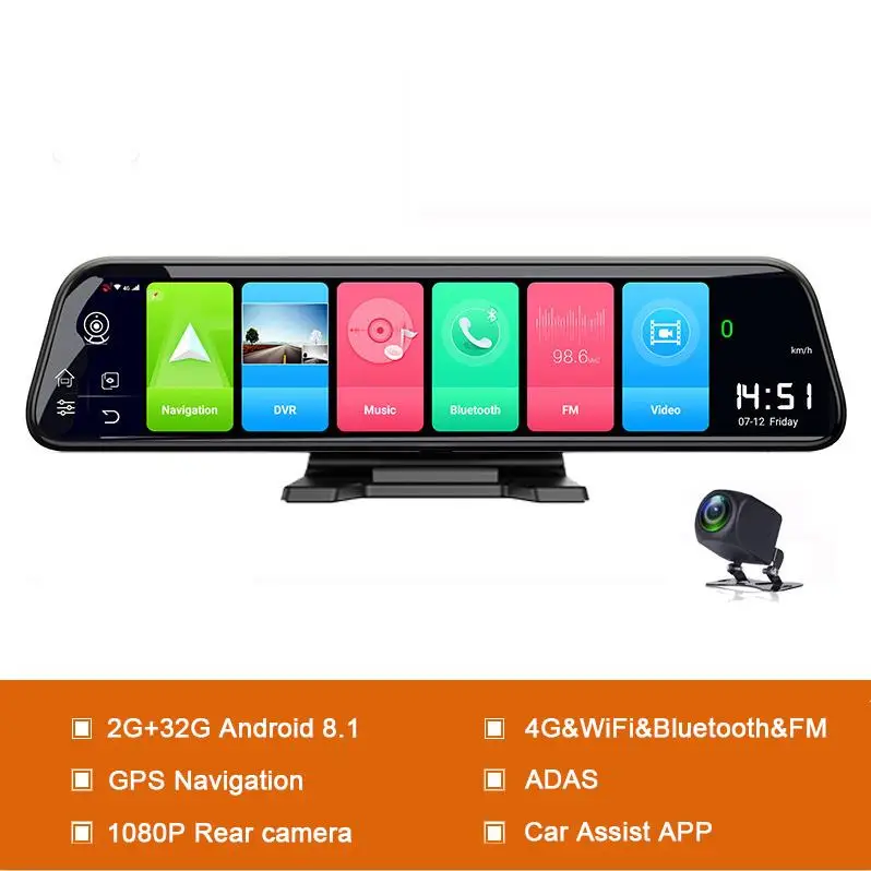 D50C Console 11,6" 2G+ 32G Android 8,1 Автомобильный видеорегистратор gps Bluetooth навигация спереди и сзади 1080P видео рекордер 4G Wifi ADAS Обратный парковочный видеорегистратор - Название цвета: D50C Console