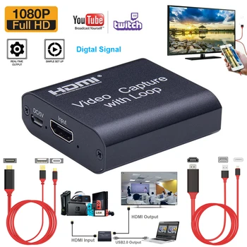

HDMI Lightning USB 3.1 TYPEC to USB 2.0 Digtal Video Capture TV Card 1080P Game Live For HDTV Switch PS4 iPhone Monitor Streamer