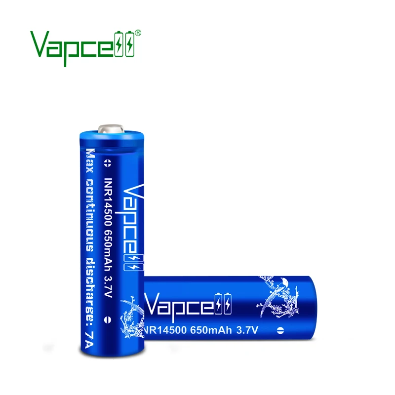 1usd купон высокой мощности Vapcell Кнопка top INR14500 650mah 7A 3,7 V литий-ионная аккумуляторная батарея для фонарей