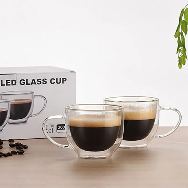 Double Wall Insulated Glasses Thermal Coffee Glass Mug Tea Cup 250/350/450ml
