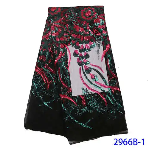 Picture 1 African Lace Fabric Latest Green Color sequins High Quality French Tulle Lace Swiss Lace Fabric For Woman Dresses YA2966B-1 - Цвет: Picture 1
