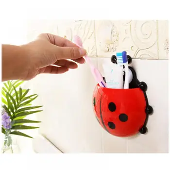 

2020 Hot sale new creative Simple Fashion Cute Ladybird Novelty Toothbrush Holder Suction Cup Toothpaste Holder Big Ladybird