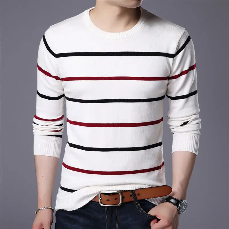 Новое поступление полосатый свитер зимний мужской свитер высококачественный пуловер Мужской пуловер с круглым вырезом пуловеры трикотажные мужские одежды Pull Homme 1166