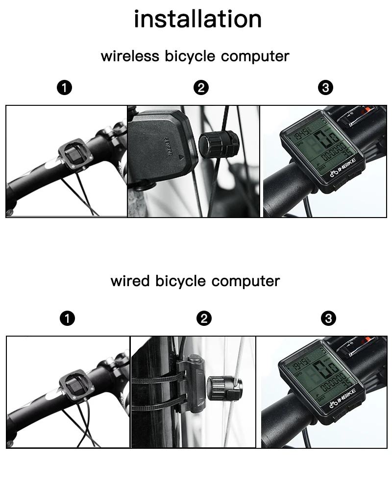 INBIKE Водонепроницаемый Спидометр для велосипеда беспроводной проводной компьютер MTB велосипед Велоспорт секундомер одометр часы светодиодный цифровой аксессуары