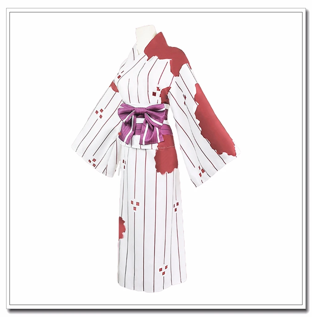 Аниме демон убийца Kimetsu no Yaiba Kamado Nezuko Косплей Костюм Хэллоуин ужас брызги крови белое кимоно женское нарядное платье