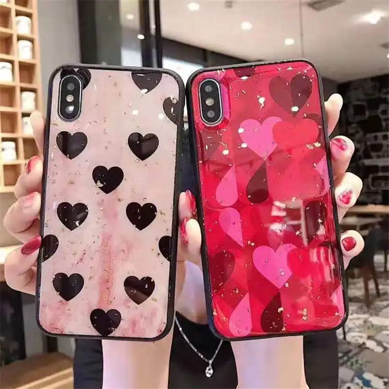 

Luxury Gold foil love Heart Phone Case For OPPO A9 2020 A11X Reno Ace 2Z 10X Zoom Realme XT C2 K1 K3 K5 A1K F11 R17 Pro F9 A7