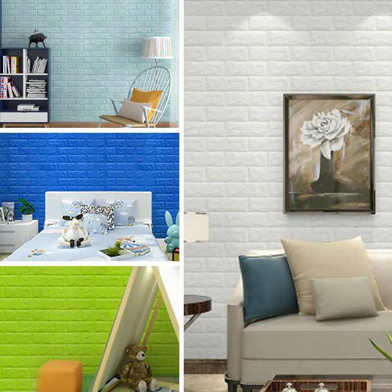 Обои 3D самоклеющиеся кирпичные мраморные имитация рельефные DIY для детской комнаты кухни спальни водонепроницаемые наклейки 3D обои