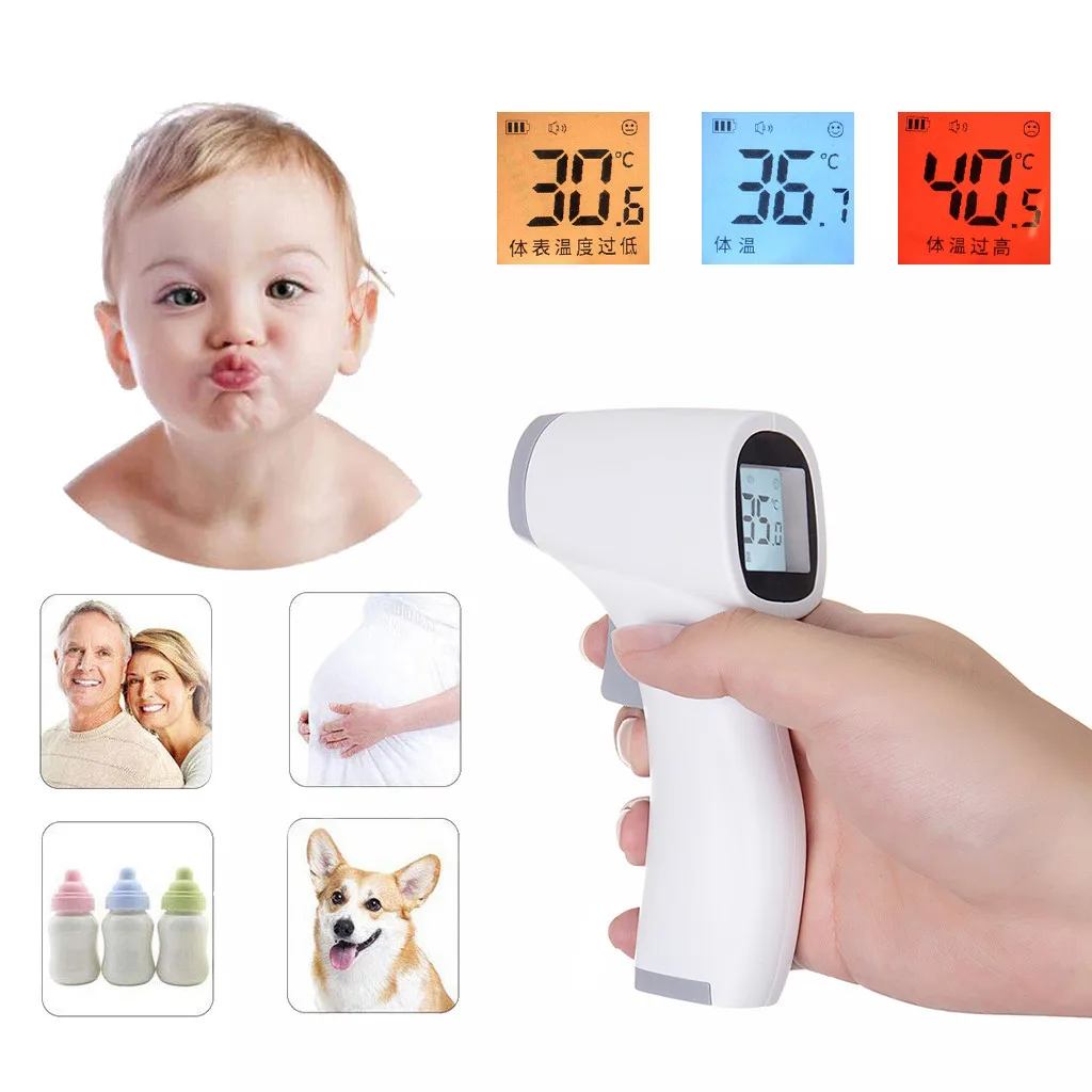 

Fever Temperature Measurement Tool LCD Digital Non-contact IR Infrared Thermometer Forehead Body Temperature Meter #C
