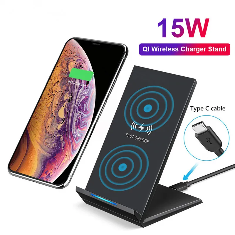 

15W/10W Qi Wireless Charger Stand For Xiaomi iPhone 11 pro 8 X XS Samsung s10 s9 s8 Fast Wireless Charging Station Phone Charger