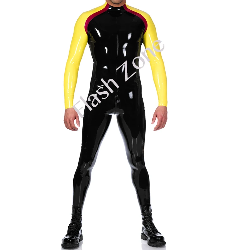 Мужская мода zentai латексный комбинезон с носками