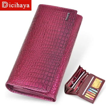 

DICIHAYA Genuine Leather Women's Wallet Alligator Long Hasp Zipper Wallet Ladies Clutch Bag Purse New Female Luxury Coin Purses