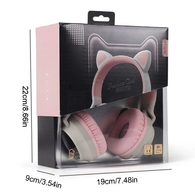 Wireless Bluetooth 5 0 Headset Head mounted Stereo Sound LED Light Headphones