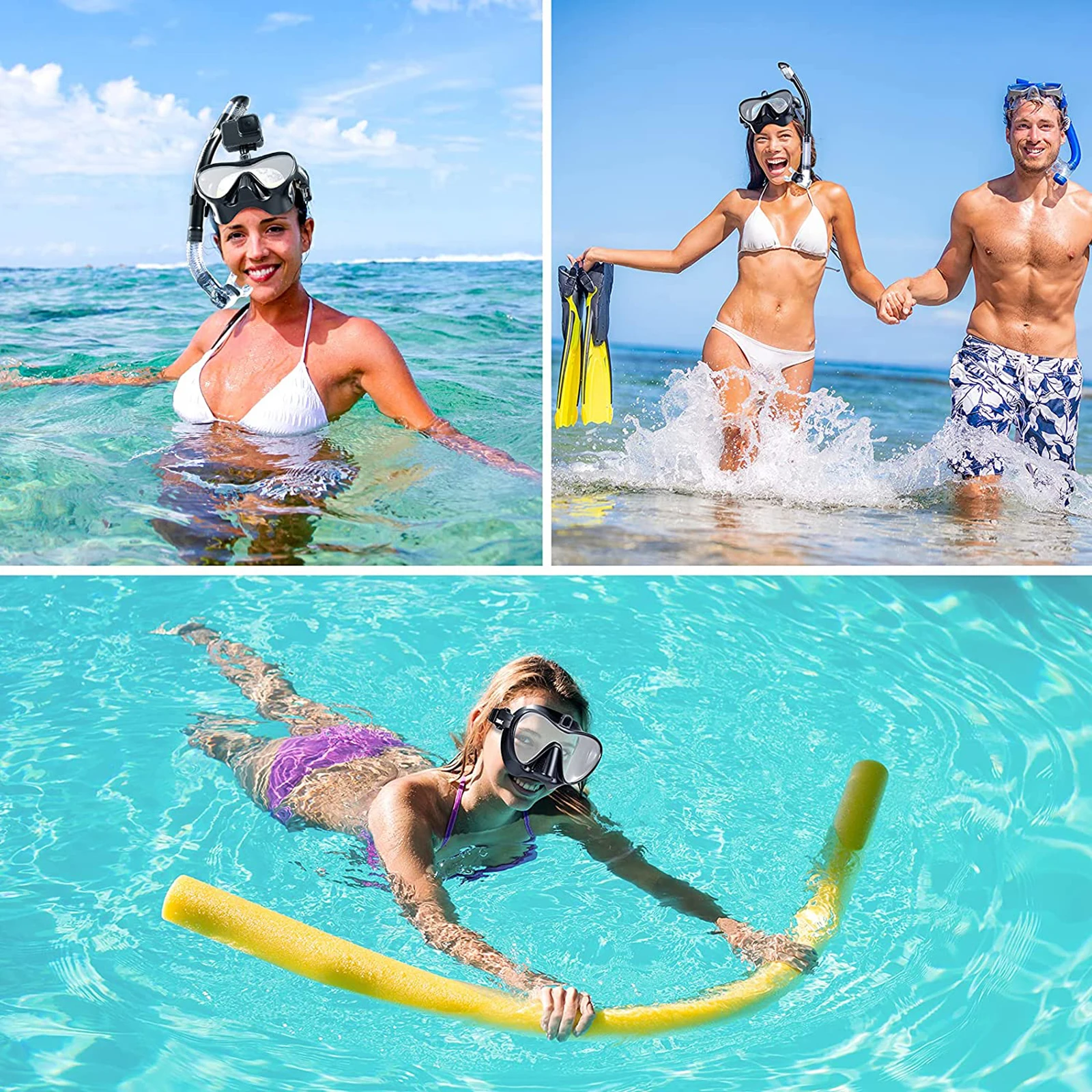 Diving Goggles-Snorkel Goggles Mask Set with Dry Snorkel Mount for Gopro
