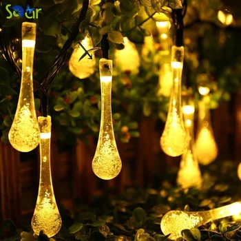 

20 LED Water Drop Solar Powered String Lights LED Fairy Light for Wedding Christmas Party Festival Outdoor Indoor Decoration