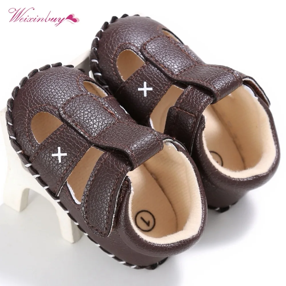 WEIXINBUY/Летний для новорожденных сандалии мальчиков Модные однотонные дышащие