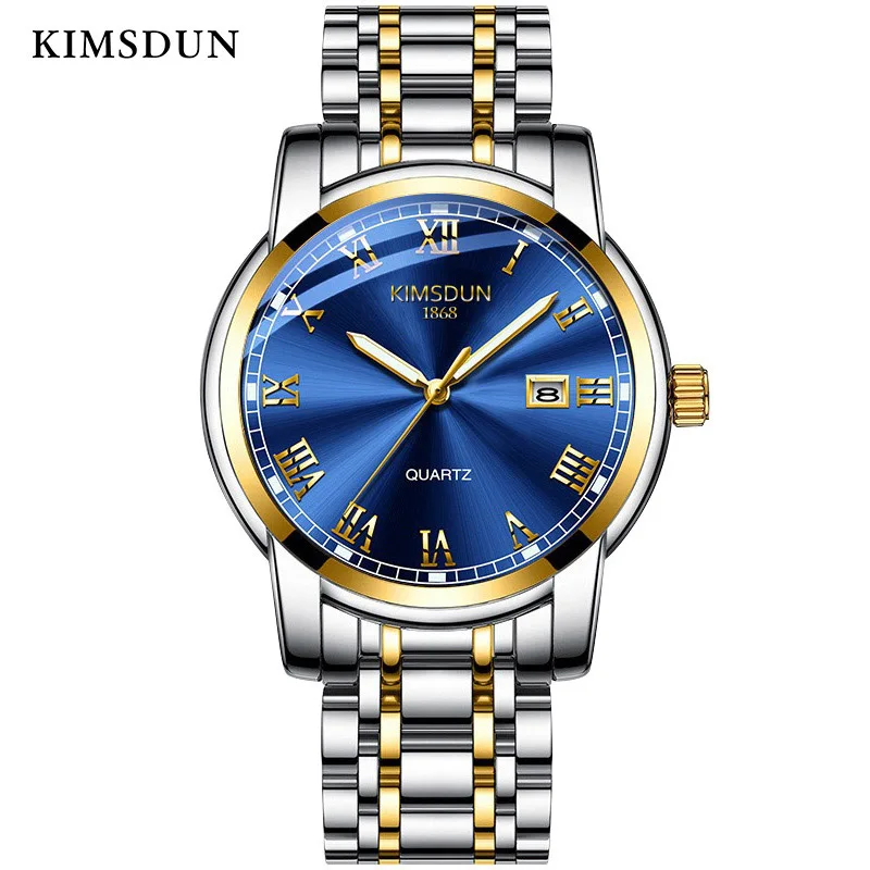 

KIMSDUN Mens Watches Top Brand Luxury Quartz Gold Waterproof Watch Men Fashion Luminous Hands Wristwatch Reloj Hombre New 2019