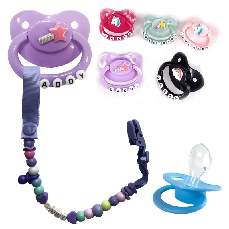 

ABDL DDLG Adult Pacifier Multicolor Candy Beaded Paci Clip with cliper