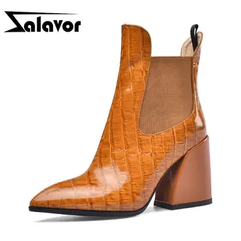 

ZALAVOR 2020 High Quality Brand Pointed Toe Genuine Leather Ankle Boots Daily Fashion Classics Winter Boots Footwear Size 33-43