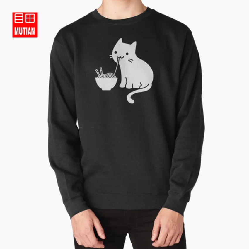 Милая кошка ест Ramen толстовки кофты ramen надпись ramen noodles мгновенная чашка Ramen надпись ramen noodles японское аниме колледж