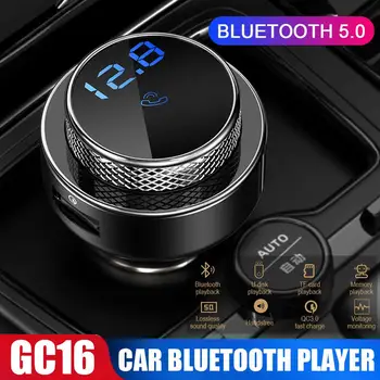

GC16 BT5.0 Car FM Transmitter Digital Display Detection Voltage Dual USB Interface Car Charger Car MP3 Player QC3.0 Quick Charge