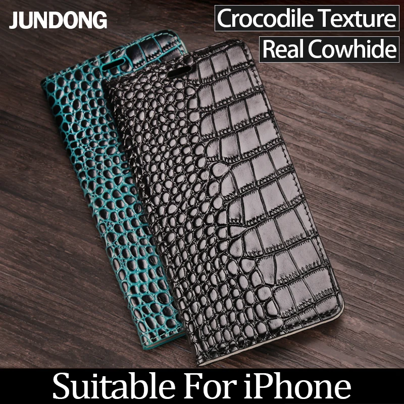  Luxury Phone Case For iPhone 6 7 8 Plus X Xs Max Case Crocodile texture Flip Cover For iPhone 6 6S 