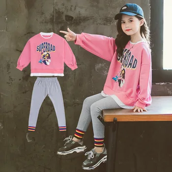 

Little 3-14Years Autumn Cotton Toddler Kid's Baby Girl's Sweatshirt Children's Clothes For Girl Sweater Fleece Two Piece