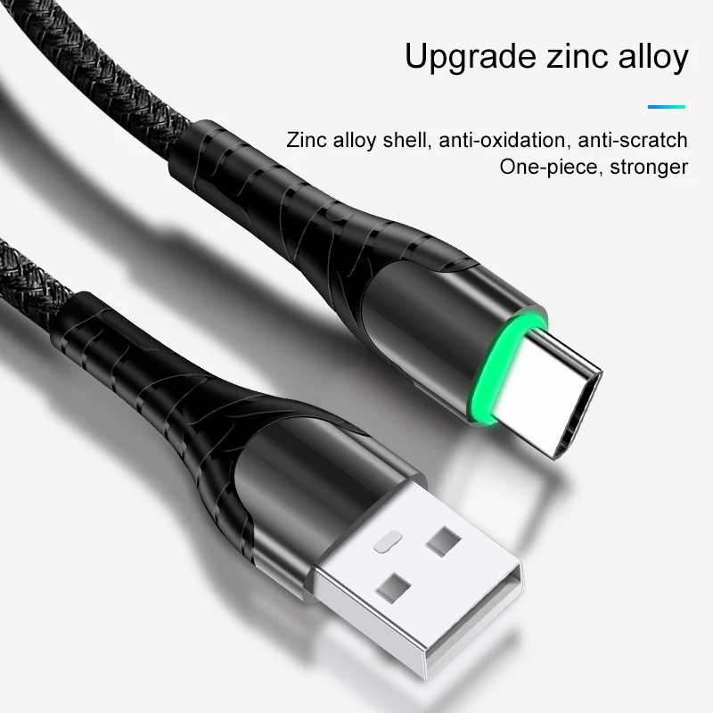 3а USB кабель светодиодный type C кабель для быстрой зарядки для samsung huawei Micro USB кабель для быстрой передачи данных для Xiaomi Redmi мобильный телефон USB C шнур