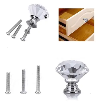 

Clear Crystal Door Knob Glass Cabinet Handle Furniture Kitchen Decor