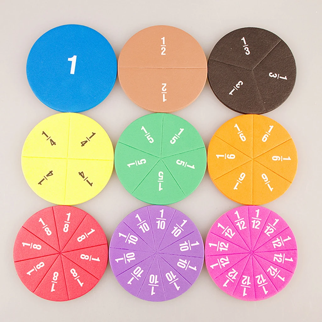 Magnetic Rainbow Fraction Tiles Circular Math Fractions Card Kids Mathematics Puzzle Game Education Teaching Demonstration 