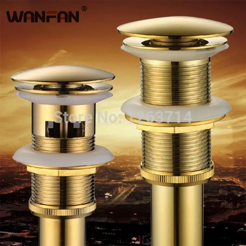 

Luxury Sink Pop Up Drain With Gold Finish Bathroom Parts Sink Waste Drainer With&Without Overflow Washbasin Drain Pipes HJ-0619K