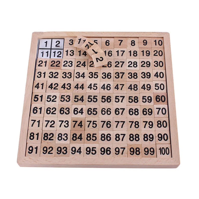 Деревянная Монтессори цифровая доска 1-100 непрерывные цифры дети ребенок Математика обучающая игрушка деревянный номерной блок