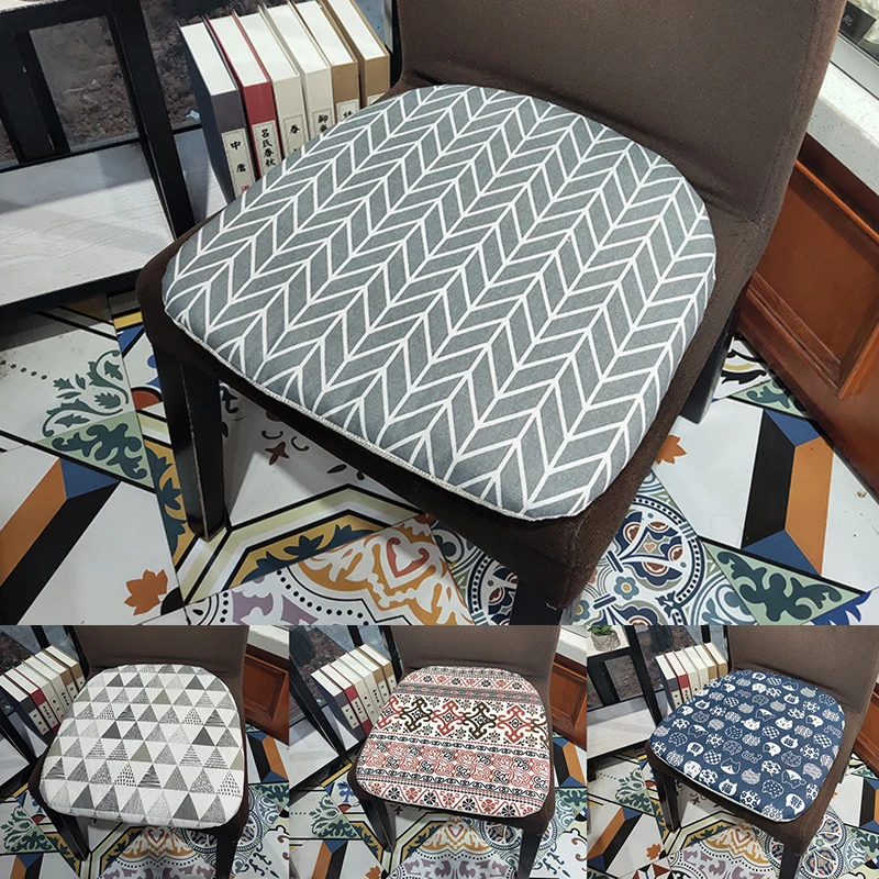 Cotton Linen Dining Chair Cushion Nordic Solid Wood Chair Cushion Horseshoe Household Four Seasons Breathable Chair Cushion