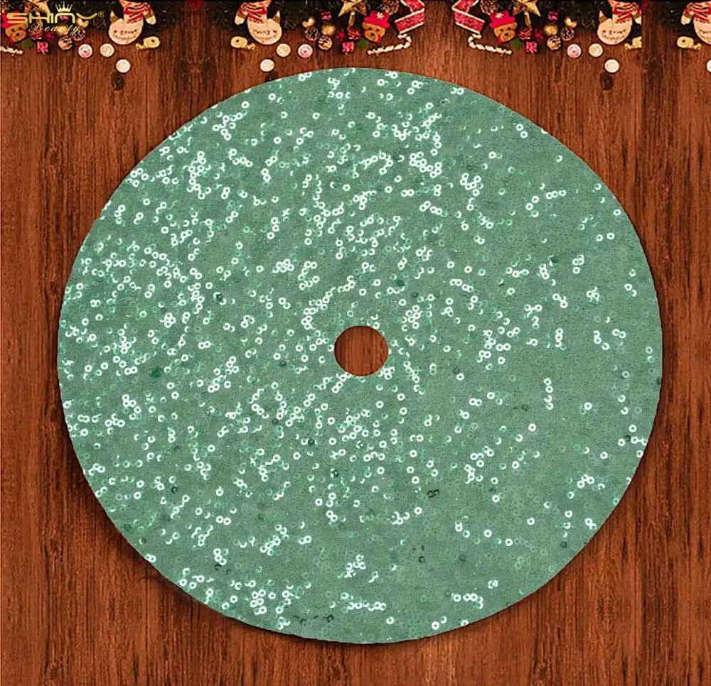 24/30/36/48 Inch Sequin Tree Skirt Christmas Tree Skirts Light Green Glitter Ornaments Decoration for Small Tree-M1019