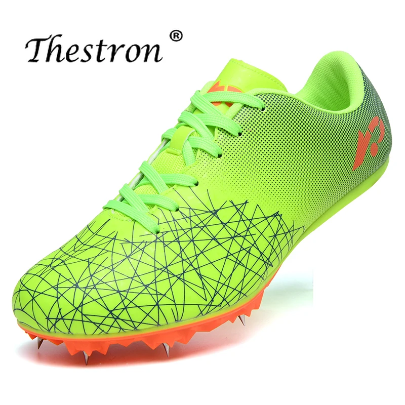 

2019 Track and Field Shoes Couple Green Blue Spikes Track and Field Men's Light Comfortable Running Nail Sports Shoes Men