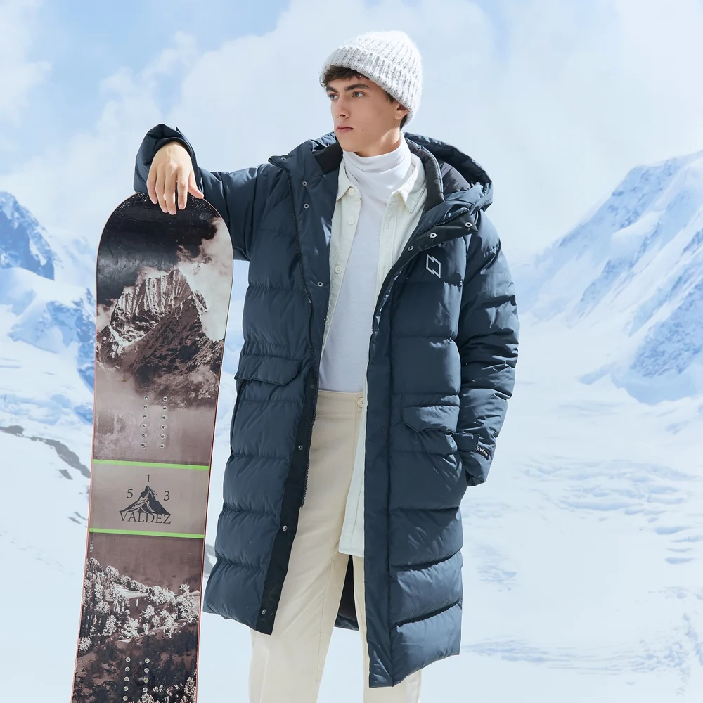 Metersbonwe Long Down Winter Jackets Business Long Thick Winter Down Coat Men Solid Fashion Overcoat Outerwear Warm 229386