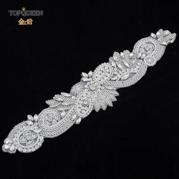 

TOPQUEEN Elastic Belt Evening Dress Belt Wedding Sash Bridal Belt Crystal Wedding Belt Dress Crystal Sash Silver SJD-S280