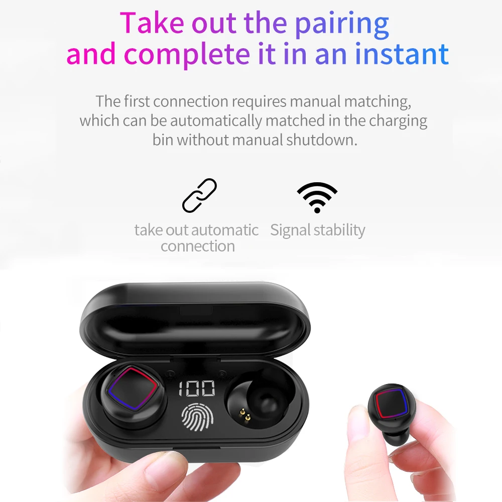 HMB11 Bluetooth наушники светодиодный цифровой дисплей питания беспроводные наушники TWS 3D отпечаток пальца сенсорный шумоподавитель гарнитура с микрофоном