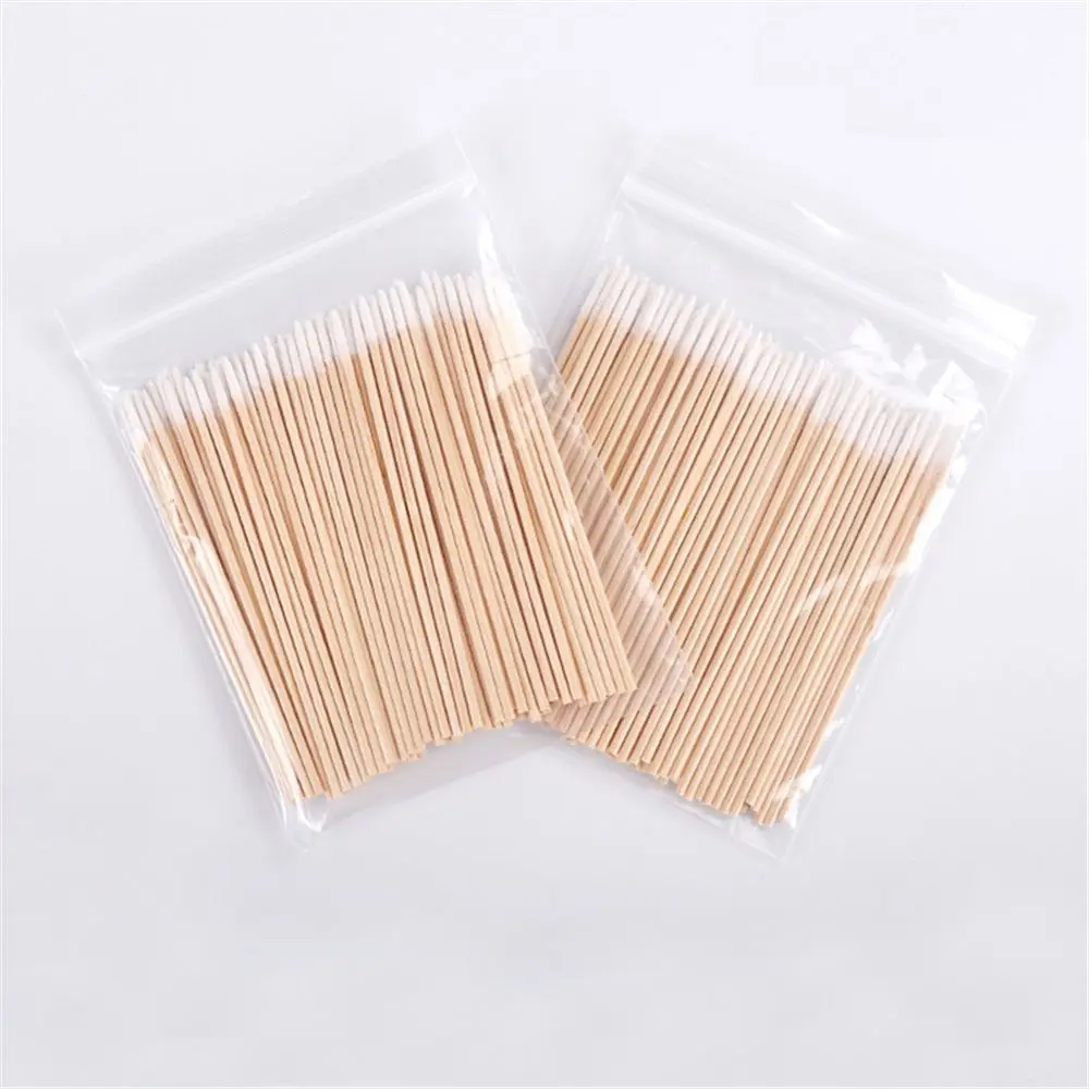 100pcs Disposable Micro Cotton Swabs Nails Makeup Ears Cleaning Sticks Cosmetic Wood Cotton Buds Tips Eyelash Extension Tools