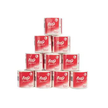 

10 Rolls/Pack 3-layer Tissue Toilet Paper Wooden Pulp Paper Pliable Roll Paper Cored Roll Toilet Tissues for Hotel Home Office
