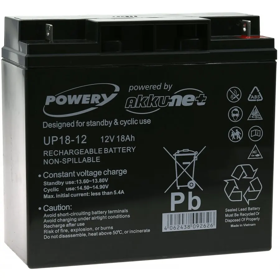 Powery Batterie gel-plomb Powery 12V 18Ah 12V 18Ah/216Wh Lead-Acid 