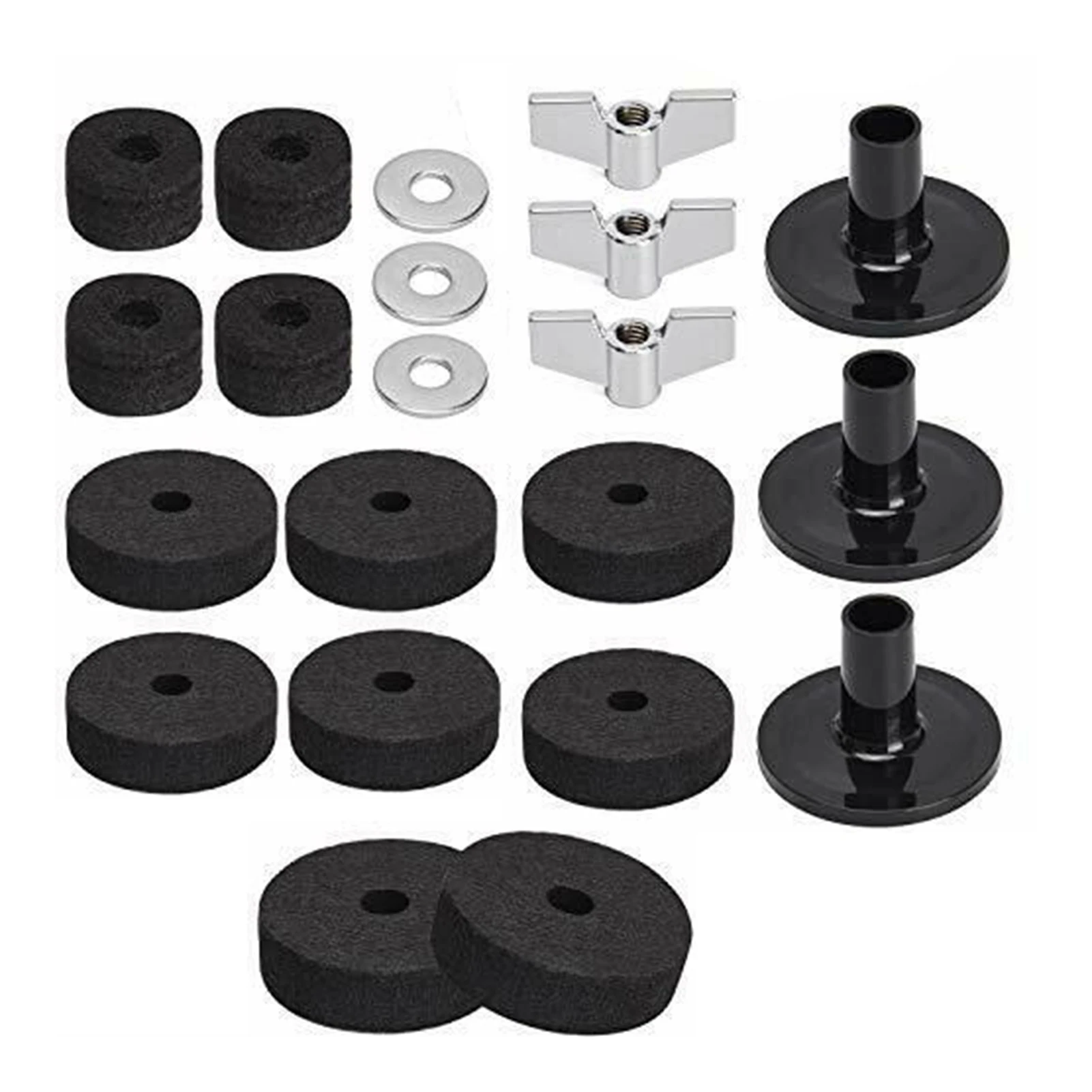 WingPower 12 Pieces Cymbal Replacement Accessories Cymbal Stand Sleeves Cymbal Felts with Cymbal Washer and Base Wing Nuts Replacement 