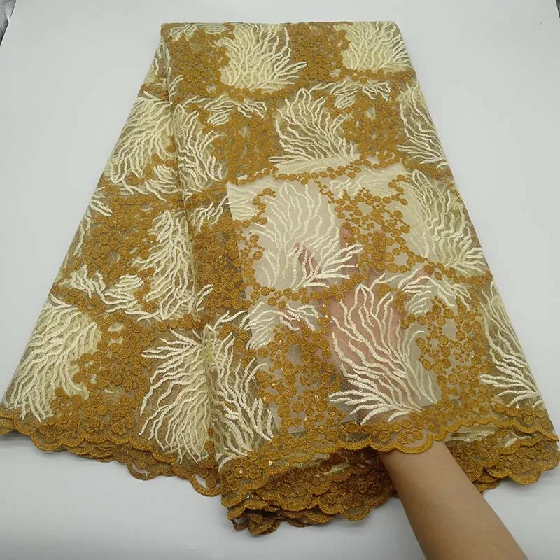 Новые высококачественные Блестки Фиолетовый Африканский французский чистая кружевная ткань золотая линия с блестящими блестками вышивка для свадебного платья - Цвет: As Picture 3