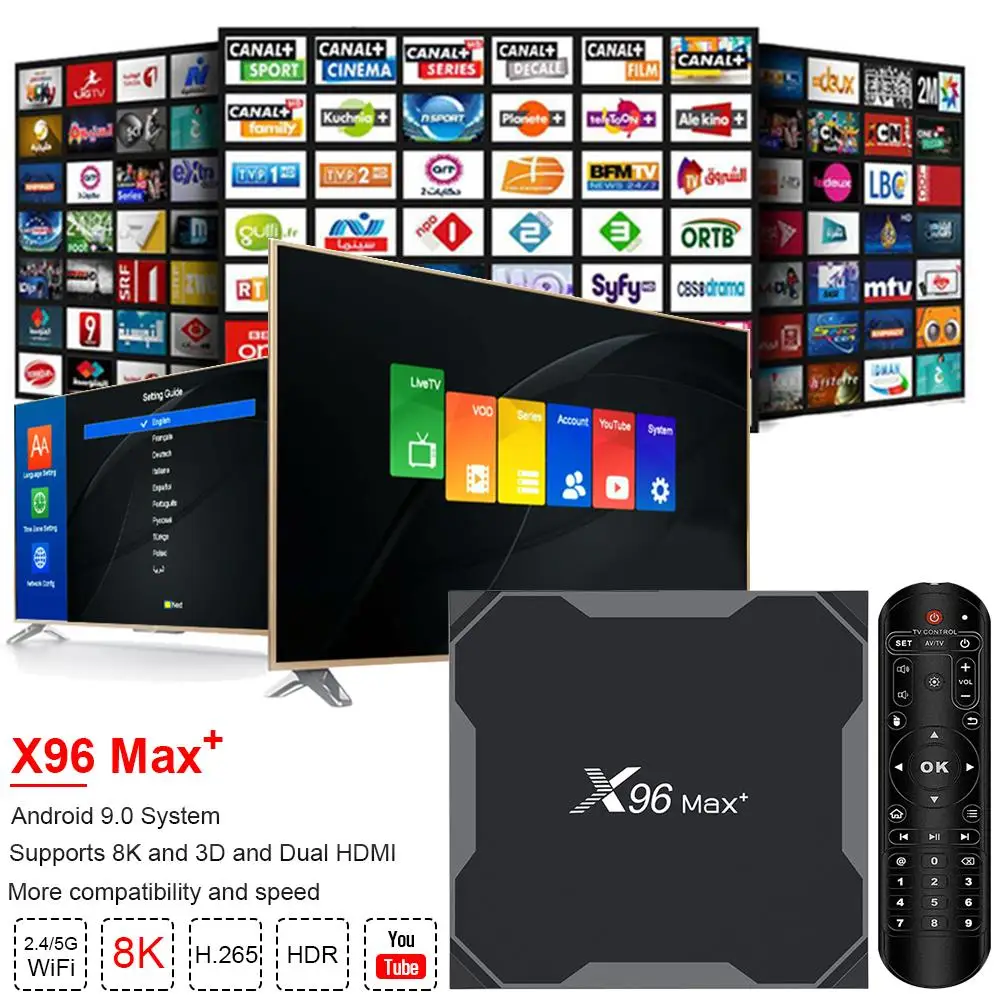 Двойной HDMI tv Box 64-битный четырехъядерный HD сетевой плеер 4 Гб 64 Гб телеприставка для системы Android 9,0