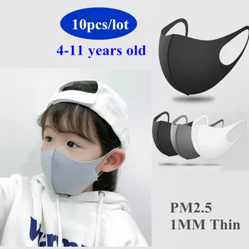 

10pcs Kids Children Mouth Mask For 4-11 Years Anti Pollution Mask PM2.5 Air Dust Face Masks Thin Washable Reusable Mouth Cover