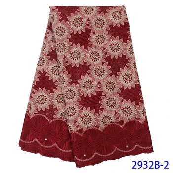 

NIAI African Swiss Voile Lace In Switzerland 2019 High Quality Swiss Cotton Lace Fabric With Stones For Wedding Dress XY2932B-1
